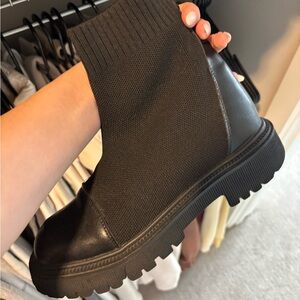 Aldo Black Knit Combat Boots